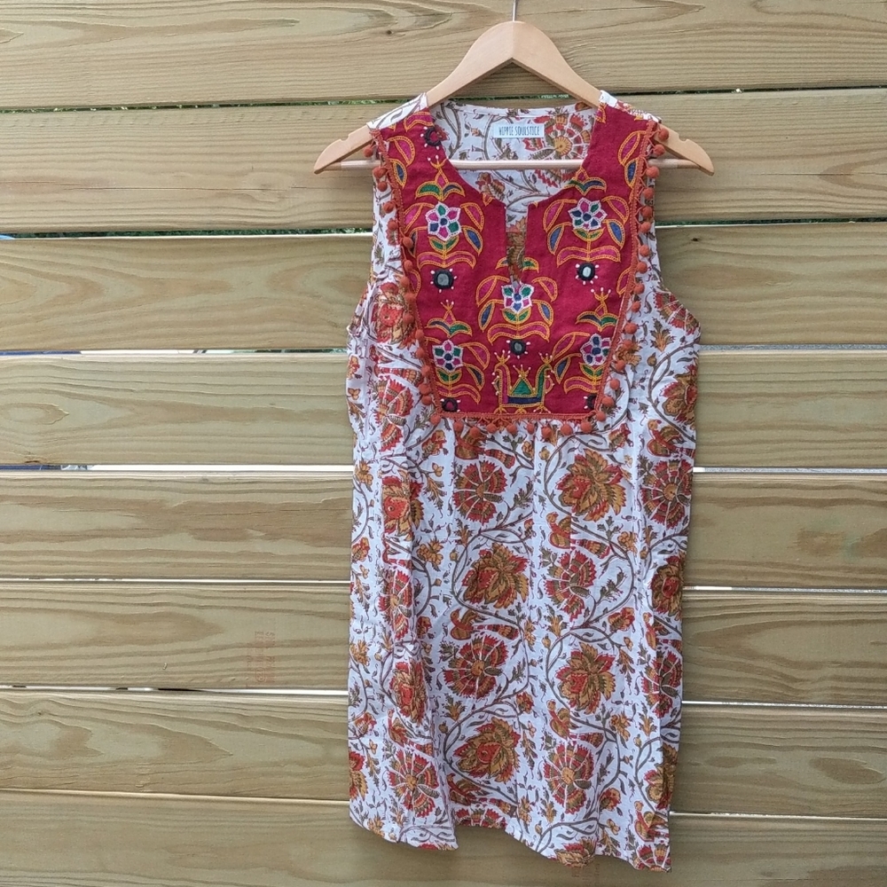 embroidered smock dress